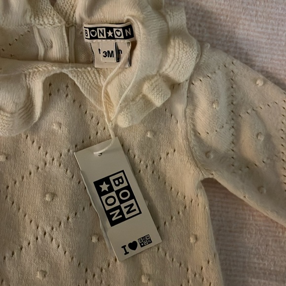 Bonton cream knit romper for baby size 3 months NWT - Picture 3 of 5